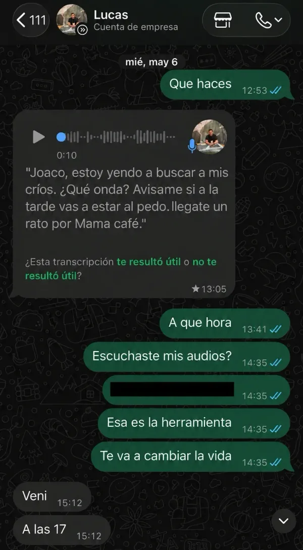 El chat con Lucas del 6 de mayo: nos invita a tomar un café